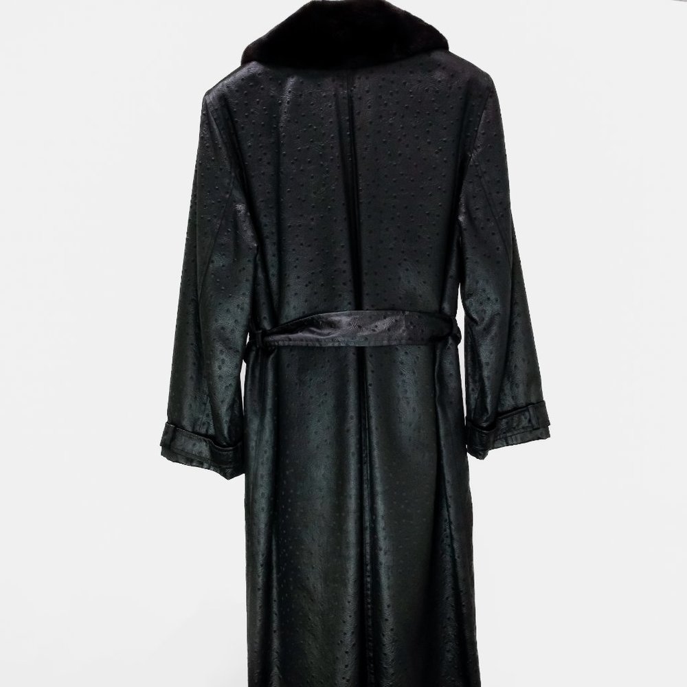 *SOLD* Escada Black Mink Collar Trench Coat - Picture 4 of 16